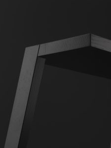 Footstool Aeki 10 year anniversary edition in black for Auerberg designed by Relvãokellermann top board connection detail