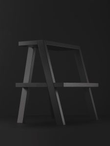 Footstool Aeki 10 year anniversary edition in black for Auerberg designed by Relvãokellermann side view